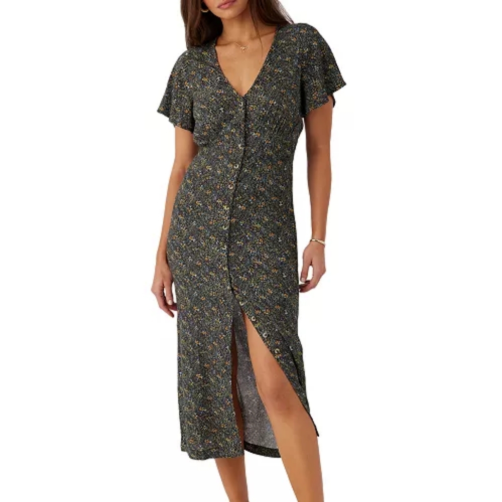 NWT Rayney Ava Ditsy Button Front Midi Dress Large Junior